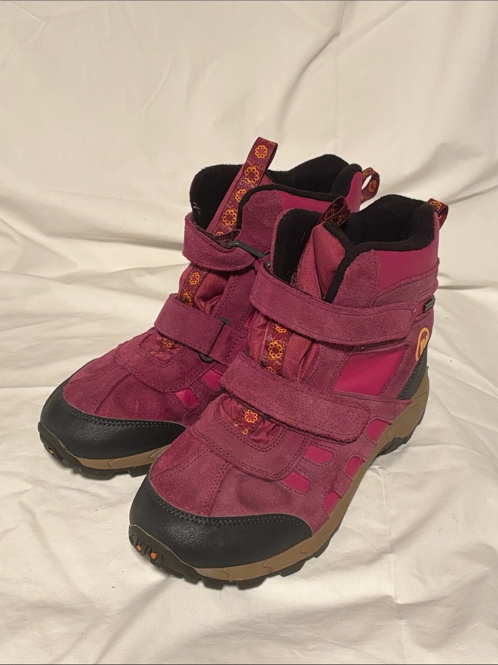 Merrell Kids Lace-Up Burgundy/Pink Waterproof Lace-Up Boots